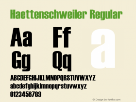 Haettenschweiler Regular Version 2.10 Font Sample