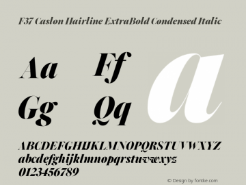 F37 Caslon Hairline ExtraBold Condensed Italic Version 2.000;FEAKit 1.0图片样张