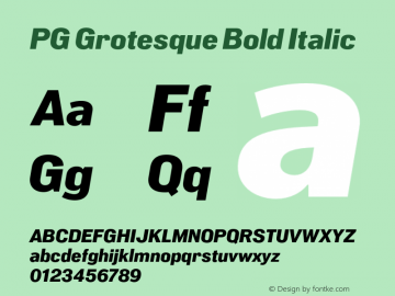 PG Grotesque Bold Italic Version 1.000;Glyphs 3.2 (3207)图片样张