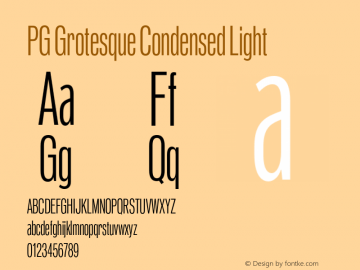 PG Grotesque Condensed Light Version 1.000;Glyphs 3.2 (3207)图片样张