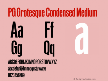 PG Grotesque Condensed Medium Version 1.000;Glyphs 3.2 (3207)图片样张