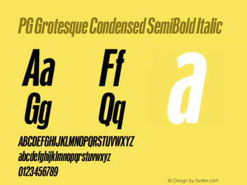 PG Grotesque Condensed SemiBold Italic Version 1.000;Glyphs 3.2 (3207)图片样张