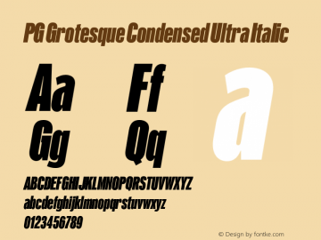 PG Grotesque Condensed Ultra Italic Version 1.000;Glyphs 3.2 (3207)图片样张