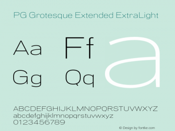 PG Grotesque Extended ExtraLight Version 1.000;Glyphs 3.2 (3207)图片样张