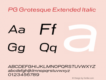 PG Grotesque Extended Italic Version 1.000;Glyphs 3.2 (3207)图片样张