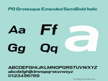 PG Grotesque Extended SemiBold Italic Version 1.000;Glyphs 3.2 (3207)图片样张