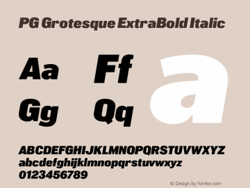 PG Grotesque ExtraBold Italic Version 1.000;Glyphs 3.2 (3207)图片样张