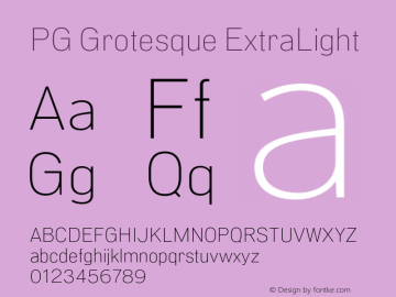 PG Grotesque ExtraLight Version 1.000;Glyphs 3.2 (3207)图片样张