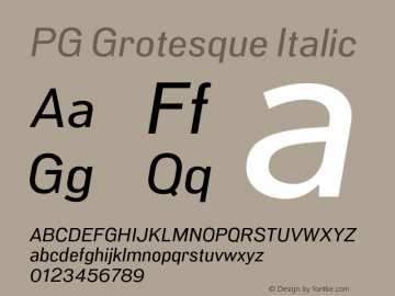 PG Grotesque Italic Version 1.000;Glyphs 3.2 (3207)图片样张