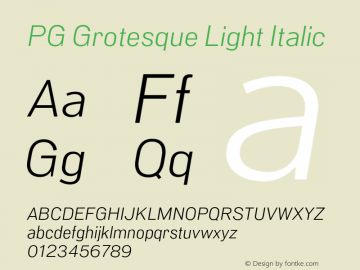 PG Grotesque Light Italic Version 1.000;Glyphs 3.2 (3207)图片样张