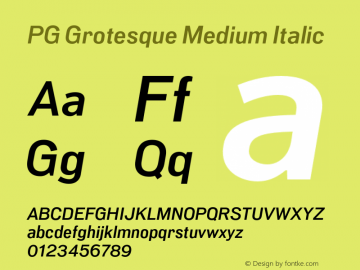 PG Grotesque Medium Italic Version 1.000;Glyphs 3.2 (3207)图片样张