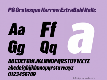PG Grotesque Narrow ExtraBold Italic Version 1.000;Glyphs 3.2 (3207)图片样张