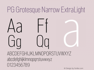 PG Grotesque Narrow ExtraLight Version 1.000;Glyphs 3.2 (3207)图片样张