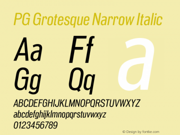 PG Grotesque Narrow Italic Version 1.000;Glyphs 3.2 (3207)图片样张