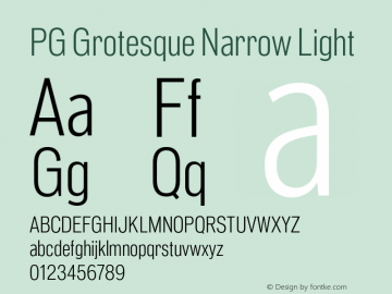 PG Grotesque Narrow Light Version 1.000;Glyphs 3.2 (3207)图片样张