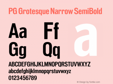 PG Grotesque Narrow SemiBold Version 1.000;Glyphs 3.2 (3207)图片样张