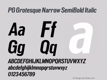 PG Grotesque Narrow SemiBold Italic Version 1.000;Glyphs 3.2 (3207)图片样张