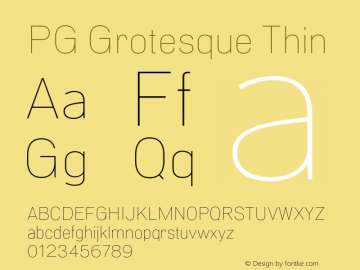 PG Grotesque Thin Version 1.000;Glyphs 3.2 (3207)图片样张