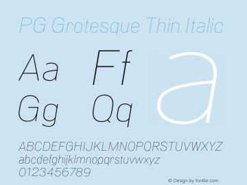 PG Grotesque Thin Italic Version 1.000;Glyphs 3.2 (3207)图片样张