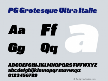 PG Grotesque Ultra Italic Version 1.000;Glyphs 3.2 (3207)图片样张