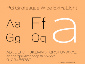 PG Grotesque Wide ExtraLight Version 1.000;Glyphs 3.2 (3207)图片样张