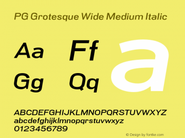 PG Grotesque Wide Medium Italic Version 1.000;Glyphs 3.2 (3207)图片样张