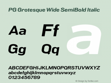 PG Grotesque Wide SemiBold Italic Version 1.000;Glyphs 3.2 (3207)图片样张