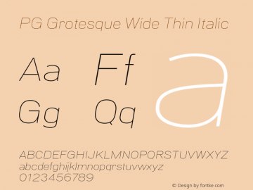 PG Grotesque Wide Thin Italic Version 1.000;Glyphs 3.2 (3207)图片样张