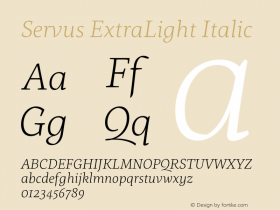 Servus ExtraLight Italic Version 1.506;PS 001.506;hotconv 1.0.88;makeotf.lib2.5.64775图片样张