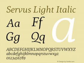 Servus Light Italic Version 1.506;PS 001.506;hotconv 1.0.88;makeotf.lib2.5.64775图片样张