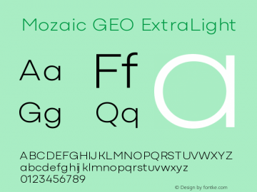 Mozaic GEO ExtraLight Version 1.000 (2023-04-28) | FøM Fix图片样张