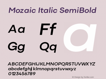 Mozaic Italic SemiBold Version 1.000 (2023-04-29) | FøM Fix图片样张