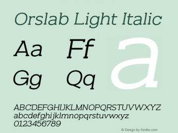 Orslab-LightItalic Version 1.000图片样张