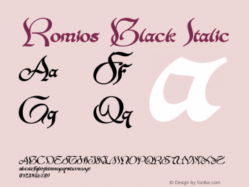 Romios-BlackItalic Version 1.00;April 4, 2023;FontCreator 13.0.0.2683 64-bit图片样张