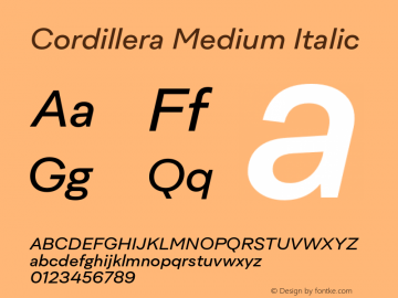 Cordillera Medium Italic Version 1.000;Glyphs 3.1.2 (3151)图片样张