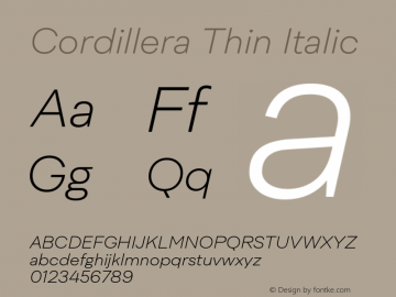 Cordillera Thin Italic Version 1.000;Glyphs 3.1.2 (3151)图片样张