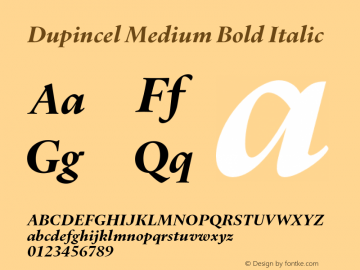Dupincel Medium Bold Italic Version 1.000图片样张