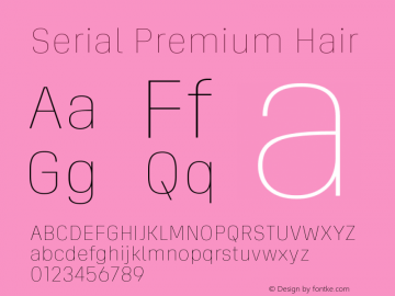 Serial Premium Hair Version 1.000;Glyphs 3.1.2 (3151)图片样张