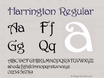 Harrington Regular Altsys Metamorphosis:5/3/93 Font Sample