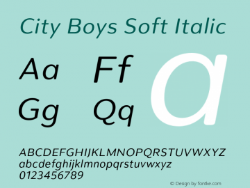 City Boys Soft Italic Version 1.000;hotconv 1.0.109;makeotfexe 2.5.65596图片样张