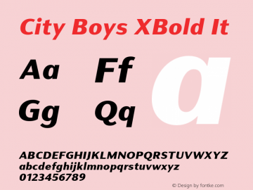 City Boys XBold It Version 1.000;hotconv 1.0.109;makeotfexe 2.5.65596图片样张