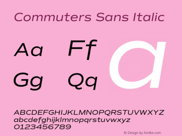 Commuters Sans Italic Version 1.100;PS 001.100;hotconv 1.0.88;makeotf.lib2.5.64775图片样张