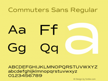 Commuters Sans Regular Version 1.100;PS 001.100;hotconv 1.0.88;makeotf.lib2.5.64775图片样张