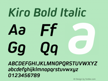 Kiro-BoldItalic Version 1.000图片样张