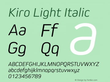 Kiro-LightItalic Version 1.000图片样张