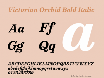 Victorian Orchid Bold Italic Version 1.000;PS 001.000;hotconv 1.0.88;makeotf.lib2.5.64775图片样张