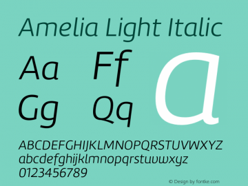 Amelia-LightItalic Version 001.001图片样张