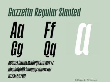 Gazzetta Regular Slanted Version 1.000;FEAKit 1.0图片样张