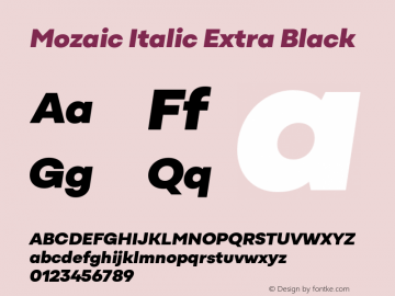 Mozaic Italic Extra Black Version 1.000图片样张