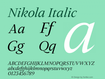 Nikola Regular Italic Version 1.003;PS 001.003;hotconv 1.0.88;makeotf.lib2.5.64775图片样张